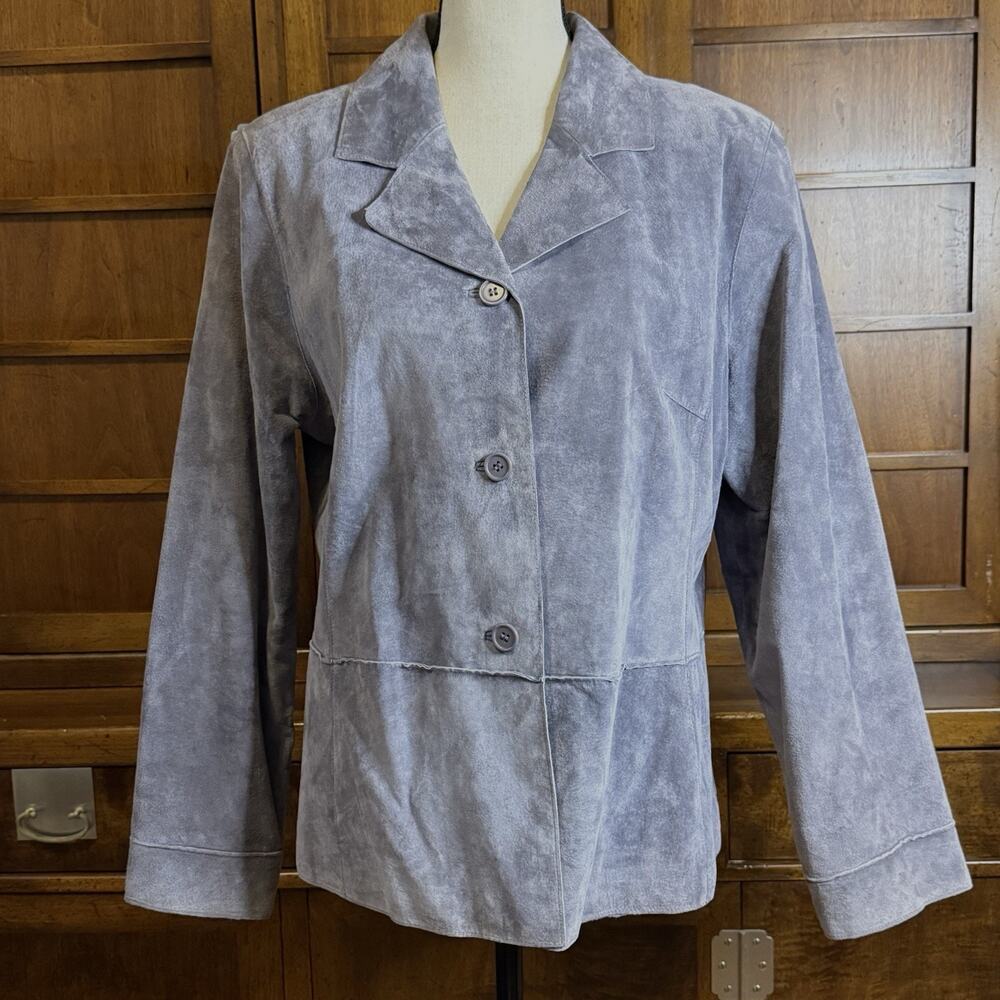 VTG Brandon Thomas Women’s Leather Suede Muted Lavender Blue Jacket Shacket XL